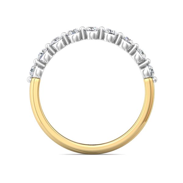 Flyerfit Channel/Shared Prong 18K Yellow Gold Shank And White Gold Top Wedding Band H-I SI2 Image 3 Wesche Jewelers Melbourne, FL