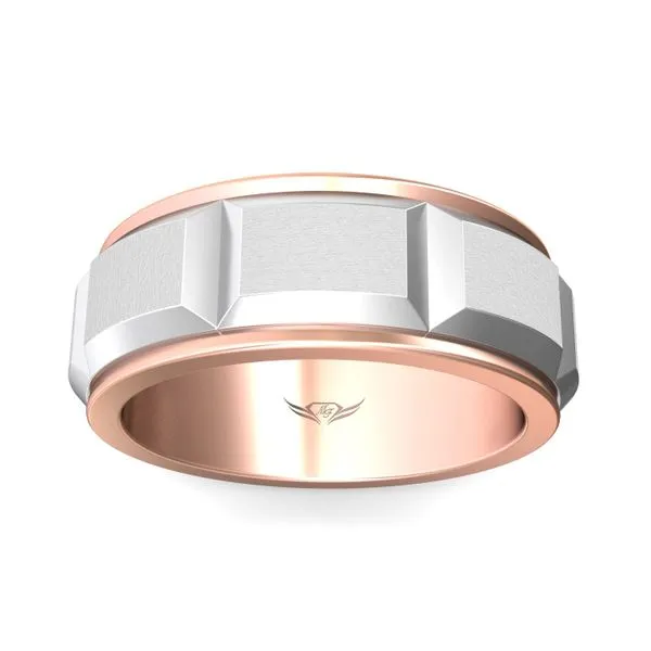 FlyerFit Mens Sophisticated 14K Pink Gold Shank And White...