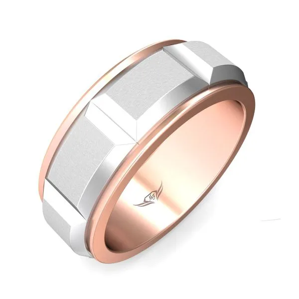 FlyerFit Mens Sophisticated 14K Pink Gold Shank And White...