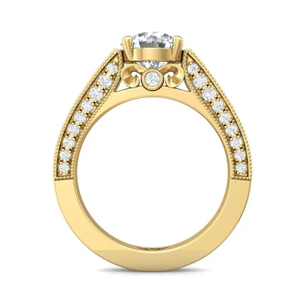 Flyerfit Micropave 18K Yellow Gold Engagement Ring H-I SI1