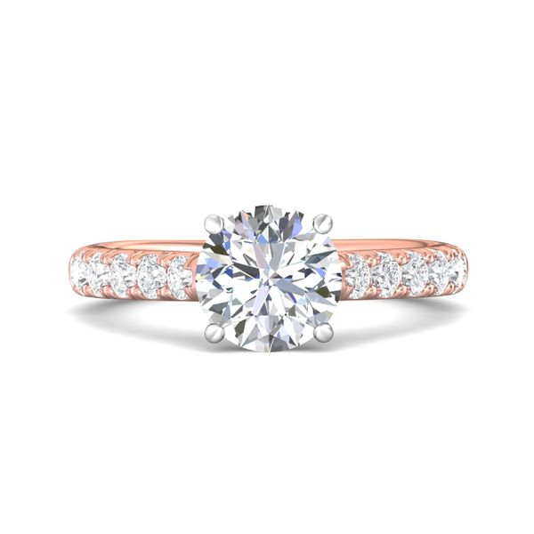 Flyerfit Micropave 18K Pink Gold Shank And White Gold Top Engagement Ring H-I SI1 Wesche Jewelers Melbourne, FL