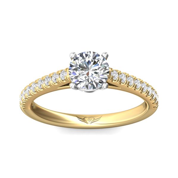 Flyerfit Micropave 18K Yellow Gold Shank And White Gold Top Engagement Ring H-I SI1 Image 2 Wesche Jewelers Melbourne, FL