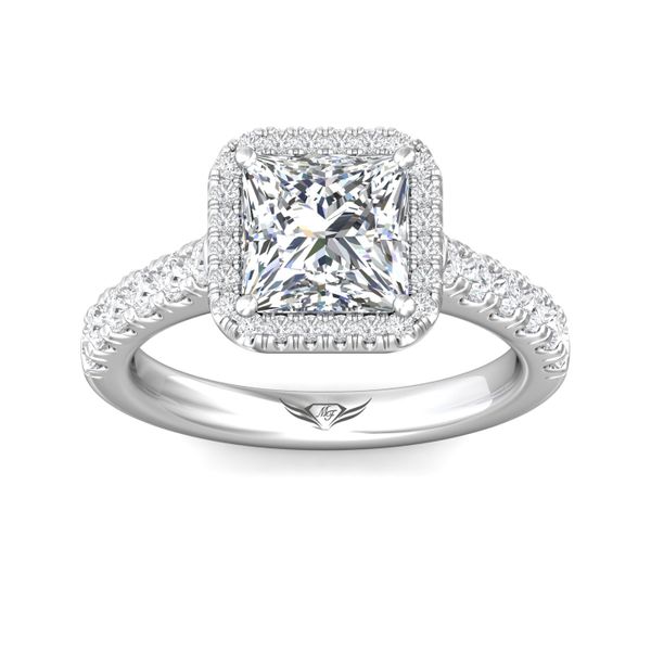 Flyerfit Micropave Halo 18K White Gold Engagement Ring H-I SI1 Image 2 Grogan Jewelers Florence, AL
