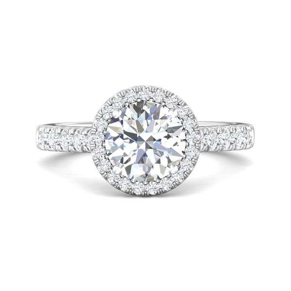 Flyerfit Micropave Halo 14K White Gold Engagement Ring H-I SI1 Wesche Jewelers Melbourne, FL