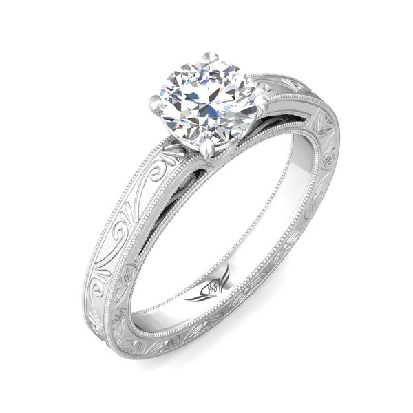 14K White Gold FlyerFit Vintage Engagement Ring Image 5 Cornell's Jewelers Rochester, NY