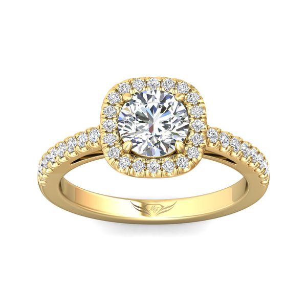Flyerfit Micropave Halo 18K Yellow Gold Engagement Ring H-I SI2 Image 2 Becky Beauchine Kulka Diamonds and Fine Jewelry Okemos, MI