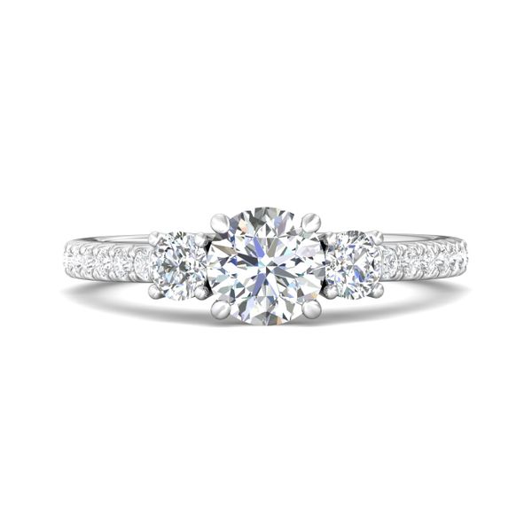 Platinum FlyerFit Three Stone Engagement Ring Cornell's Jewelers Rochester, NY
