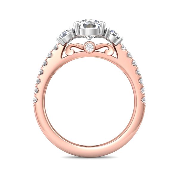 FlyerFit Three Stone 18K Pink Gold Shank And White Gold Top Engagement Ring  Image 3 Grogan Jewelers Florence, AL