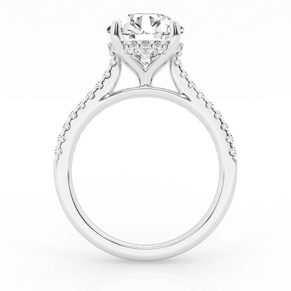 14K White Gold Halo Engagement Ring Image 3 Fairfield Center Jewelers Fairfield, CT