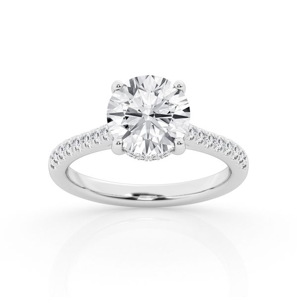 14K White Gold Halo Engagement Ring Image 2 Fairfield Center Jewelers Fairfield, CT