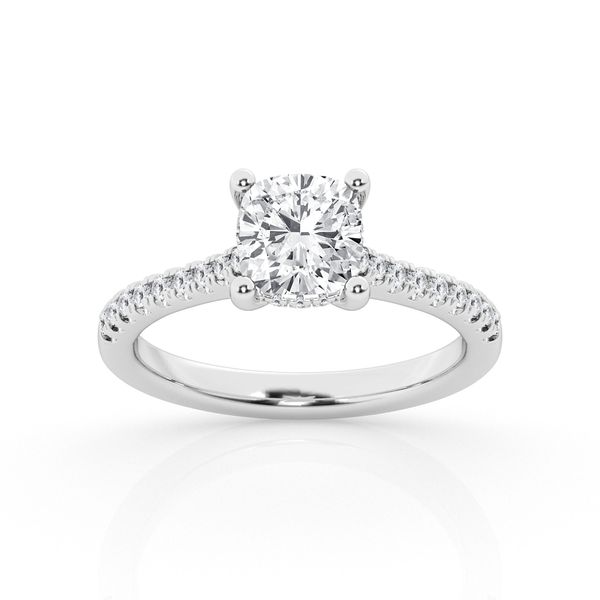 14K White Gold Halo Engagement Ring Image 2 Ellsworth Jewelers Ellsworth, ME