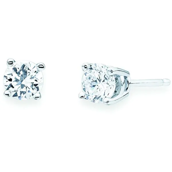 14k White Gold Solitaire Earrings