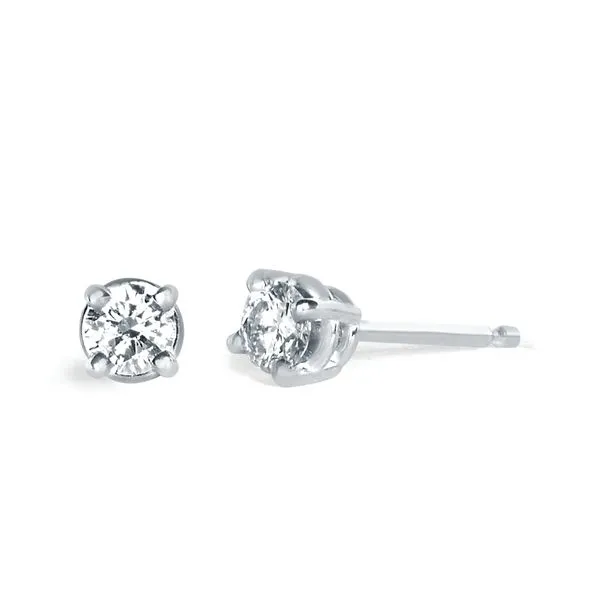 14k White Gold Solitaire Earrings
