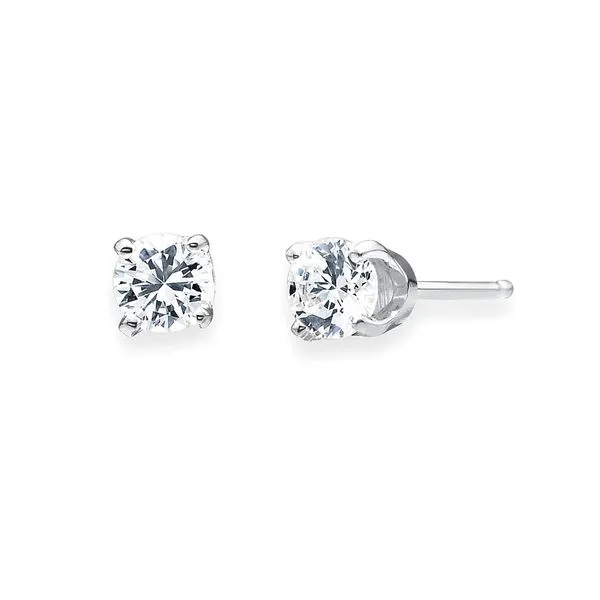 14k White Gold Solitaire Earrings