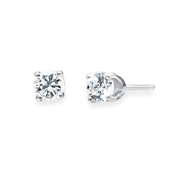 14k White Gold Solitaire Earrings