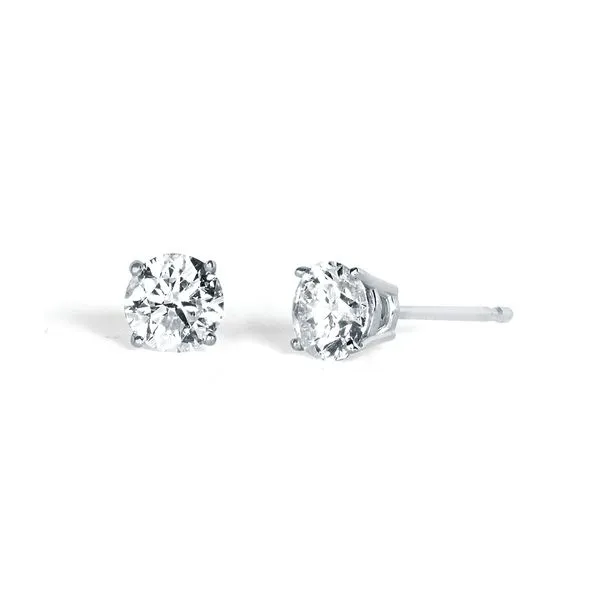 14k White Gold Solitaire Earrings
