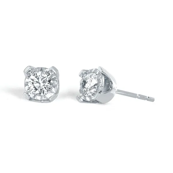 14k White Gold Solitaire Earrings