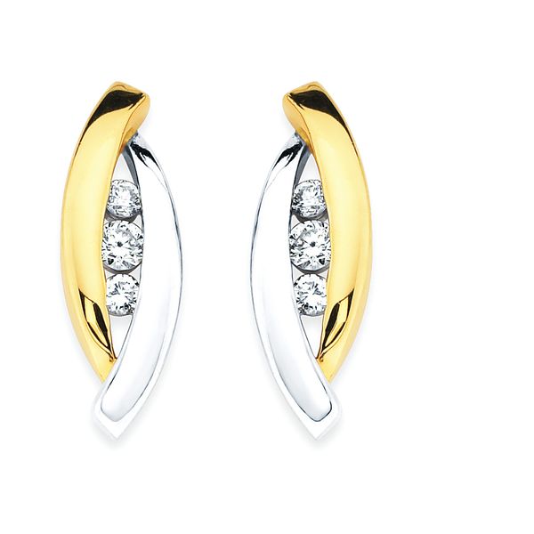 14k Yellow & White Gold Diamond Earrings Beckman Jewelers Inc Ottawa, OH