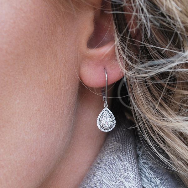 14k White Gold Diamond Earrings Image 3 Dondero's Jewelry Vineland, NJ