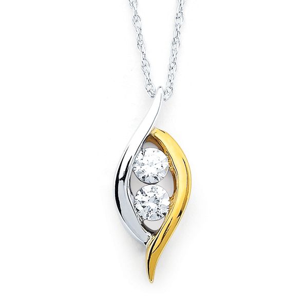 14k White & Yellow Gold Diamond Pendant Dondero's Jewelry Vineland, NJ