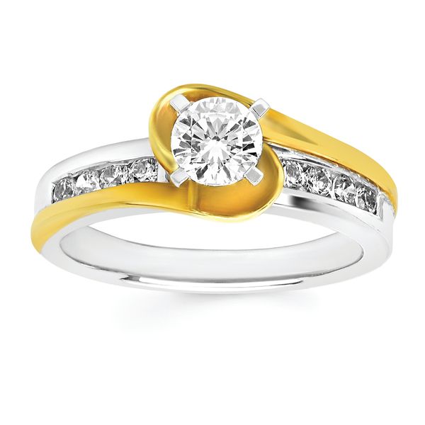 14k White & Yellow Gold Bridal Set Image 2 J. West Jewelers Round Rock, TX