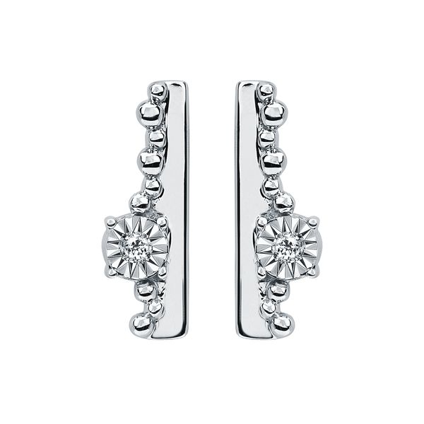 Sterling Silver Diamond Earrings J. West Jewelers Round Rock, TX