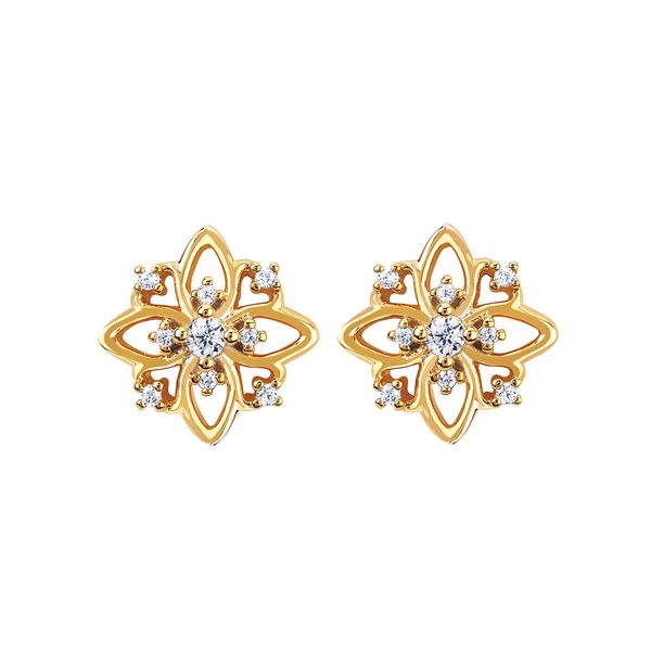 14k Yellow Gold Diamond Earrings Becky Beck's Jewelry DeKalb, IL