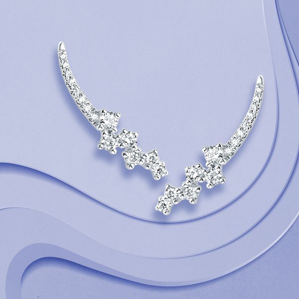 14k White Gold Diamond Earrings Image 3 Trenton Jewelers Ltd. Trenton, MI