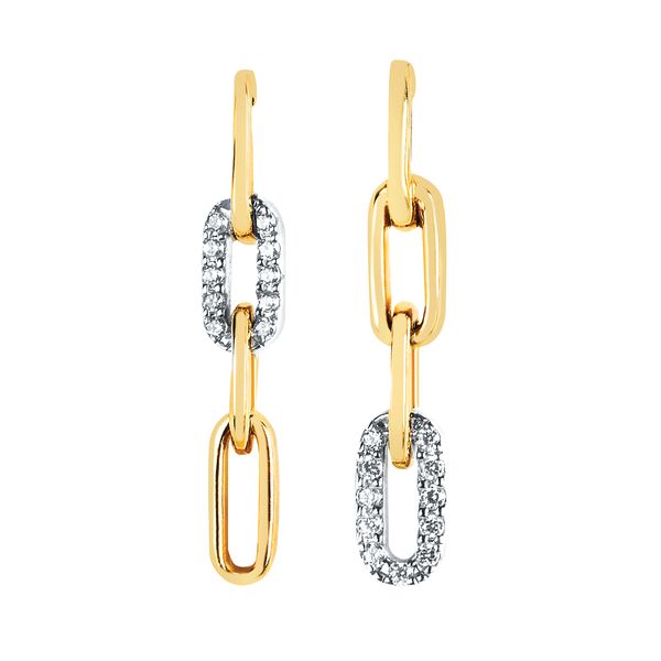 14k Yellow & White Gold Diamond Earrings J. West Jewelers Round Rock, TX