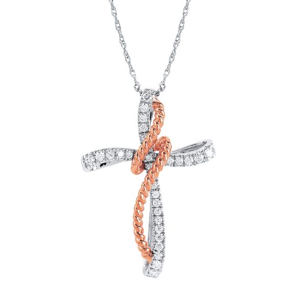 Sterling Silver & Rose Gold Diamond Pendant J. West Jewelers Round Rock, TX