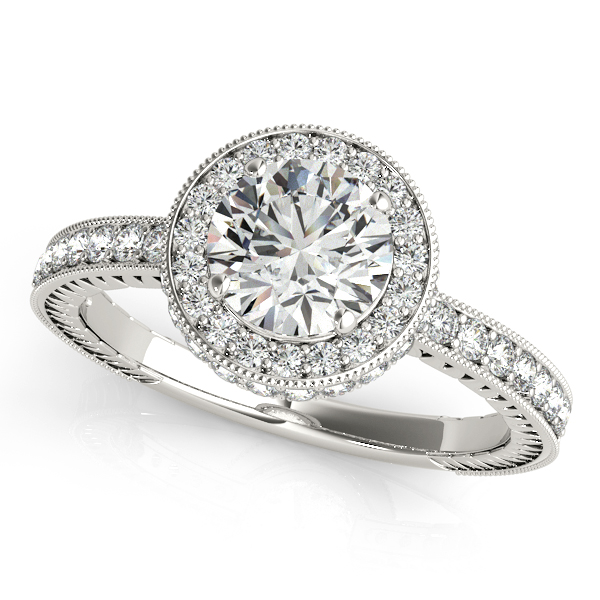 14K White Gold Round Halo Engagement Ring 83493-10-14KW, Cravens & Lewis  Jewelers