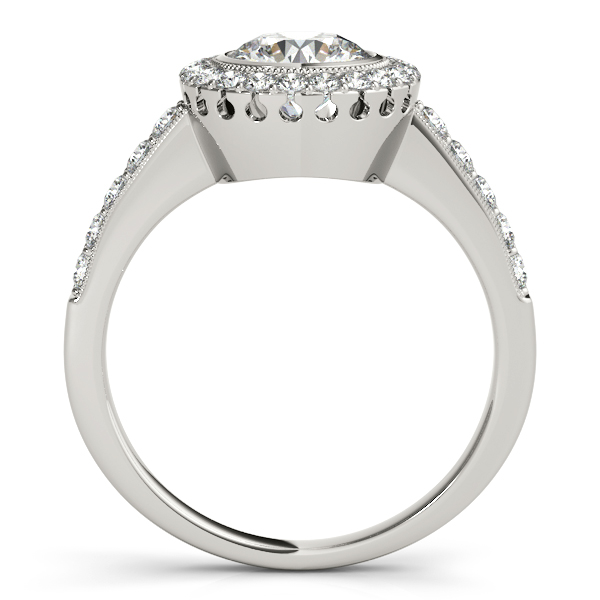 $1715 IGI 14K White Gold 1 Ct Round Baguette Diamond Halo Engagement Ring 7  gram 