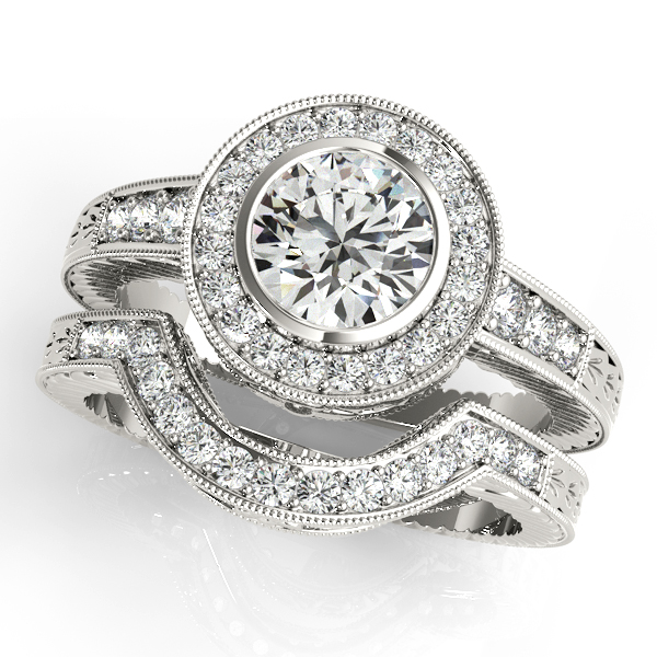 18K White Gold Round Halo Engagement Ring Image 3 Quality Gem LLC Bethel, CT
