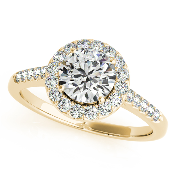 18K Yellow Gold 9.1 MM Halo Engagement Ring Elgin's Fine Jewelry Baton Rouge, LA
