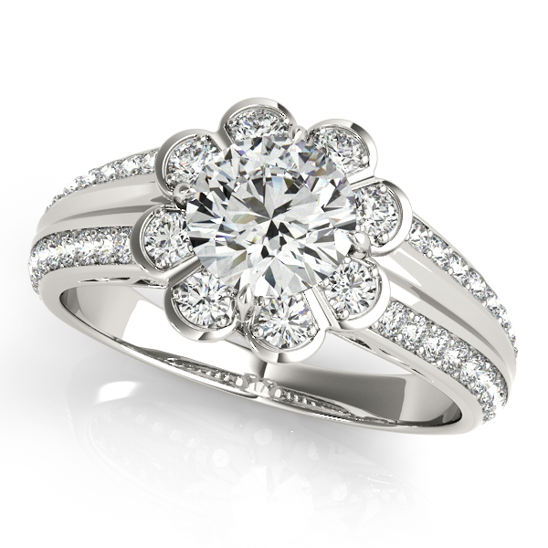 18K White Gold Round Halo Engagement Ring Holliday Jewelry Klamath Falls, OR