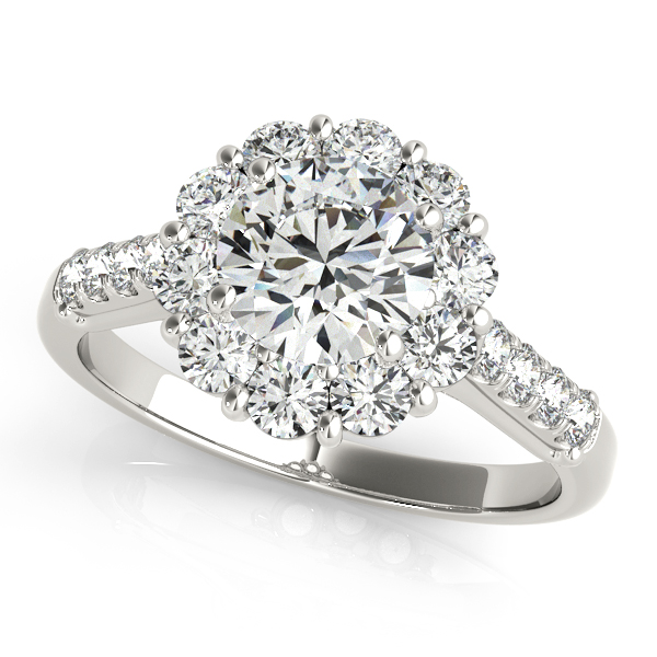 14K White Gold Round Halo Engagement Ring Jones Jeweler Celina, OH