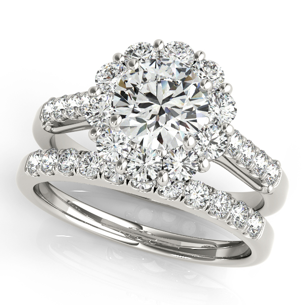 14K White Gold Round Halo Engagement Ring Image 3 Jones Jeweler Celina, OH
