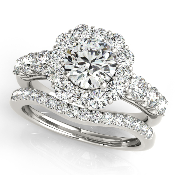 14K White Gold Round Halo Engagement Ring Image 3 Hingham Jewelers Hingham, MA