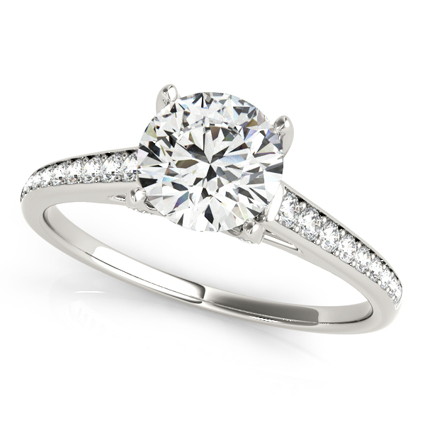 Overnight 14K White Gold Single Row Prong Engagement Ring, Komara Jewelers