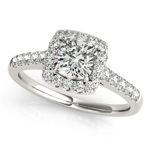 10K White Gold Halo Engagement Ring