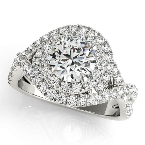 14K White Gold Round Halo Engagement Ring Ware's Jewelers Bradenton, FL