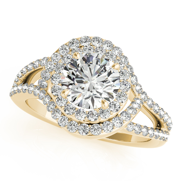 14K Yellow Gold Round Halo Engagement Ring Ware's Jewelers Bradenton, FL