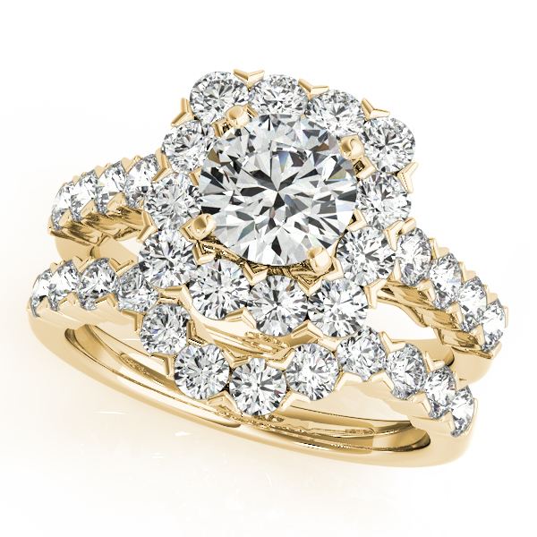 14K Yellow Gold Round Halo Engagement Ring Image 3 Quality Gem LLC Bethel, CT