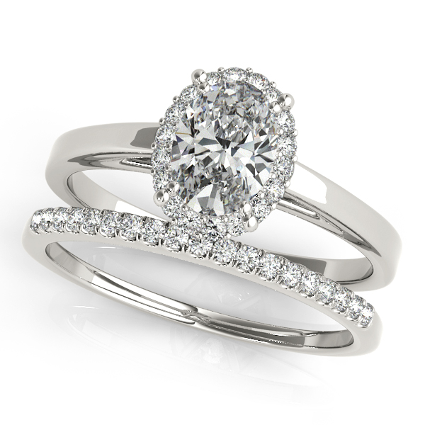 14K White Gold Oval Halo Engagement Ring Image 3 Elgin's Fine Jewelry Baton Rouge, LA