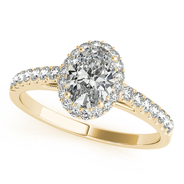 Pavé Oval Cut Halo Diamond Ring in Yellow Gold, Rose, or White Gold