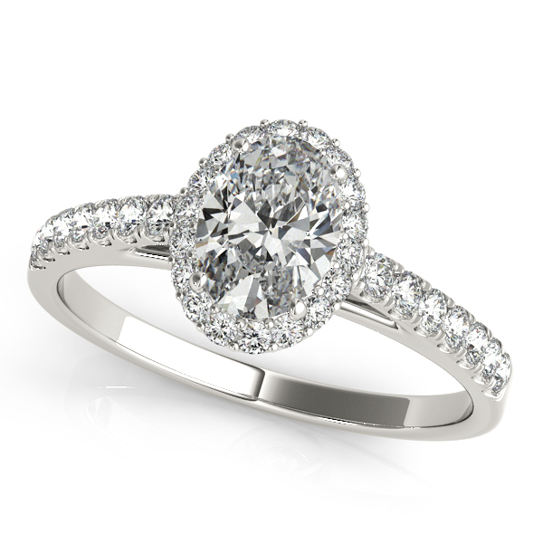18K White Gold Oval Halo Engagement Ring Quality Gem LLC Bethel, CT