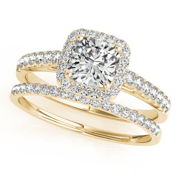 14K Yellow Gold Halo Engagement Ring Image 3 Hannoush Jewelers, Inc. Albany, NY