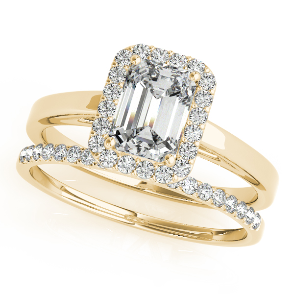 18K Yellow Gold Emerald Halo Engagement Ring Image 3 Holliday Jewelry Klamath Falls, OR