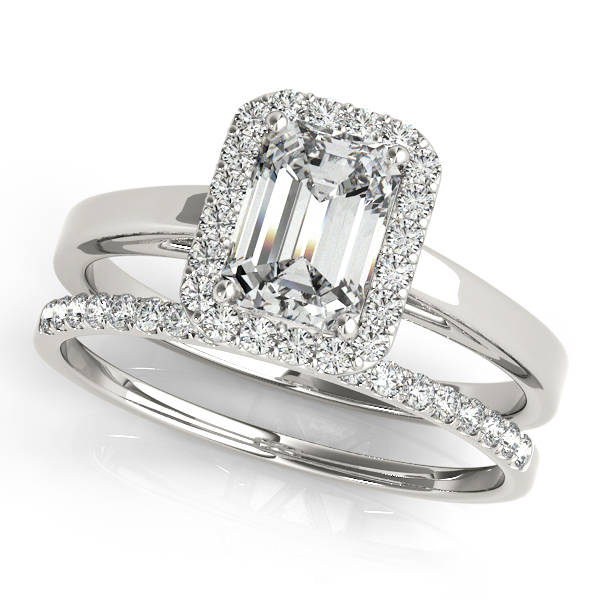 18K White Gold Emerald Halo Engagement Ring Image 3 Holliday Jewelry Klamath Falls, OR