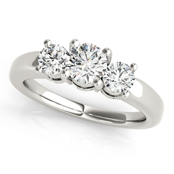 14K White Gold Three-Stone Round Engagement Ring Anthony Jewelers Palmyra, NJ